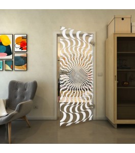 Ganzglastür - Fineprint Model 044 Weiss auf Klarglas