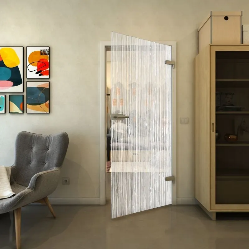 Ganzglastür - Fineprint Modell 050 Weiss auf Klarglas