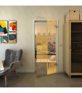 Ganzglastür - Fineprint Model 059 Gold auf Klarglas