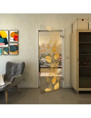 Ganzglastür - Fineprint Model 086 Gold auf Klarglas