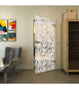Ganzglastür - Fineprint Model 091 Weiss auf Klarglas