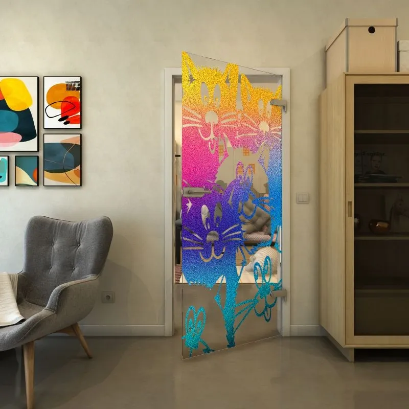 Ganzglastür - Fineprint Modell 115 Verlauf auf Klarglas