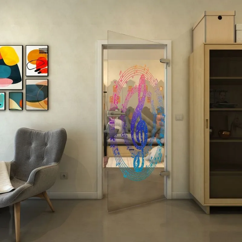 Ganzglastür - Fineprint Modell 134 Verlauf auf Klarglas