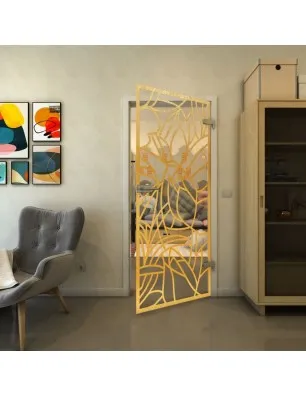 Ganzglastür - Fineprint Model 148 Gold auf Klarglas