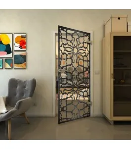 Ganzglastür - Fineprint Model 150 Schwarz auf Klarglas