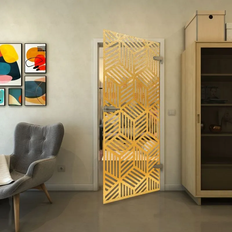 Ganzglastür - Fineprint Modell 179 Gold auf Klarglas