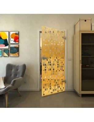 Ganzglastür - Fineprint Model 190 Gold auf Klarglas