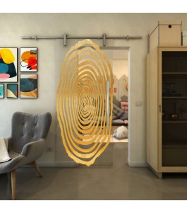 Glasschiebetür PIPE-LINE - Fineprint Model 109 Gold auf Klarglas