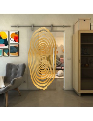 Glasschiebetür PIPE-LINE - Fineprint Model 109 Gold auf Klarglas