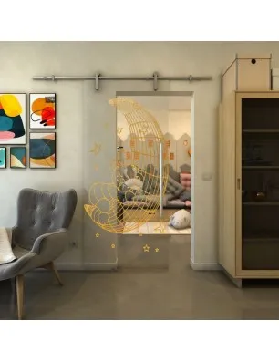 Glasschiebetür PIPE-LINE - Fineprint Model 113 Gold auf Klarglas