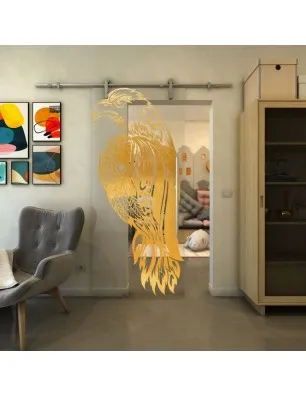 Glasschiebetür PIPE-LINE - Fineprint Model 122 Gold auf Klarglas