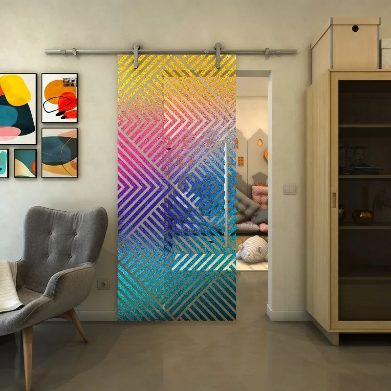 Glasschiebetür PIPE-LINE - Fineprint Modell 140 Verlauf auf Klarglas