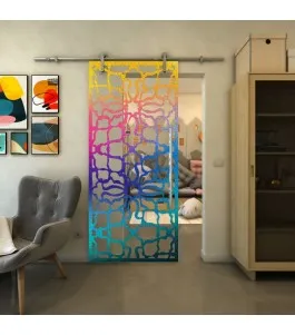 Glasschiebetür PIPE-LINE - Fineprint Model 150 Verlauf auf Klarglas