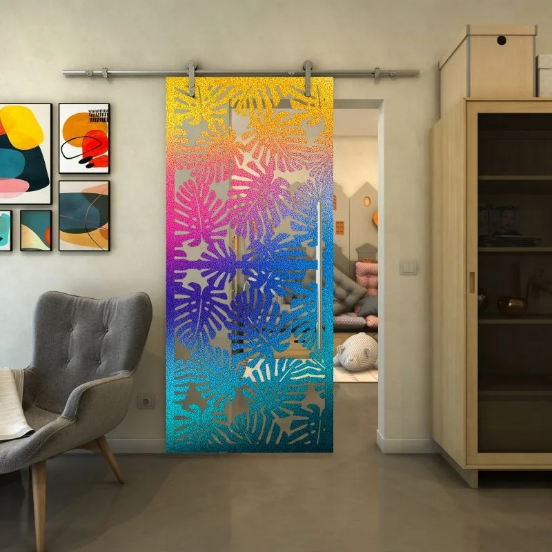 Glasschiebetür PIPE-LINE - Fineprint Modell 158 Verlauf auf Klarglas