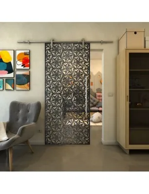 Glasschiebetür PIPE-LINE - Fineprint Model 180 Schwarz auf Klarglas