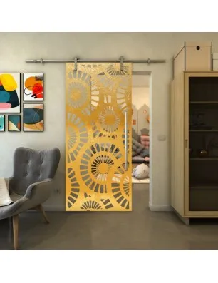 Glasschiebetür PIPE-LINE - Fineprint Model 191 Gold auf Klarglas