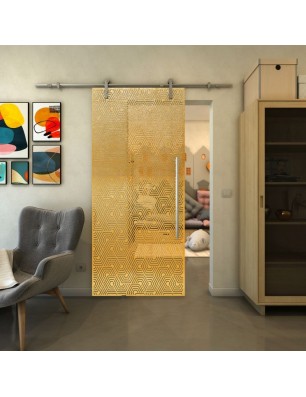 Glasschiebetür PIPE-LINE - Fineprint Model 193 Gold auf Klarglas