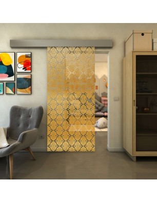 Glasschiebetür ECO-LINE - Fineprint Model 001 Gold auf Klarglas
