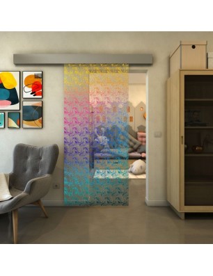 Glasschiebetür ECO-LINE - Fineprint Model 003 Verlauf auf Klarglas