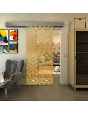 Glasschiebetür ECO-LINE - Fineprint Model 005 Gold auf Klarglas