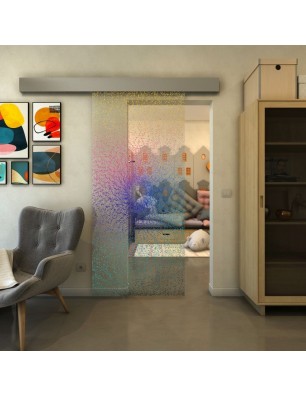 Glasschiebetür ECO-LINE - Fineprint Model 006 Verlauf auf Klarglas