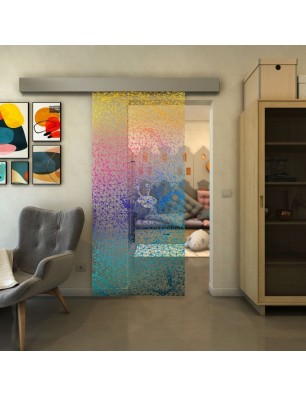 Glasschiebetür ECO-LINE - Fineprint Model 008 Verlauf auf Klarglas
