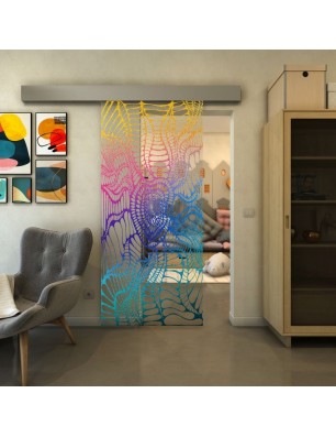 Glasschiebetür ECO-LINE - Fineprint Model 012 Verlauf auf Klarglas