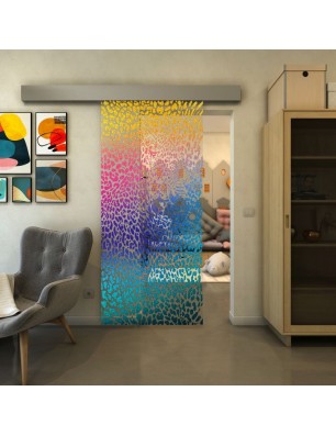 Glasschiebetür ECO-LINE - Fineprint Model 016 Verlauf auf Klarglas