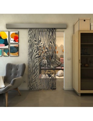 Glasschiebetür ECO-LINE - Fineprint Model 017 Schwarz auf Klarglas