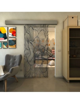 Glasschiebetür ECO-LINE - Fineprint Model 020 Schwarz auf Klarglas