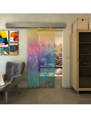 Glasschiebetür ECO-LINE - Fineprint Model 020 Verlauf auf Klarglas