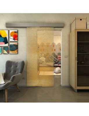 Glasschiebetür ECO-LINE - Fineprint Model 022 Gold auf Klarglas