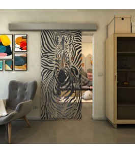 Glasschiebetür ECO-LINE - Fineprint Model 023 Schwarz auf Klarglas