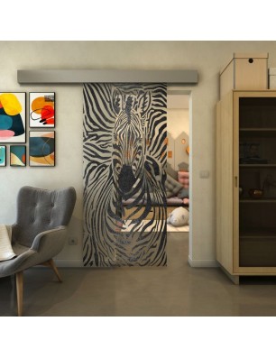 Glasschiebetür ECO-LINE - Fineprint Model 023 Schwarz auf Klarglas