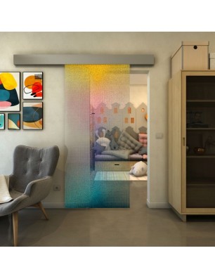 Glasschiebetür ECO-LINE - Fineprint Model 024 Verlauf auf Klarglas