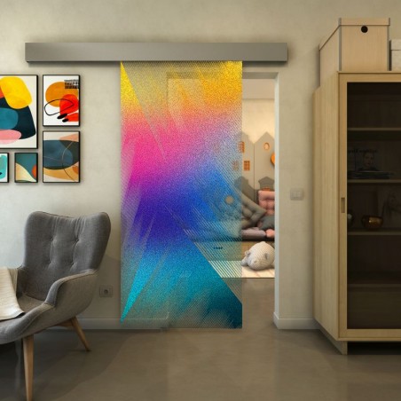 Glasschiebetür ECO-LINE - Fineprint Model 026 Verlauf auf Klarglas