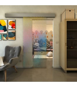 Glasschiebetür ECO-LINE - Fineprint Model 027 Verlauf auf Klarglas