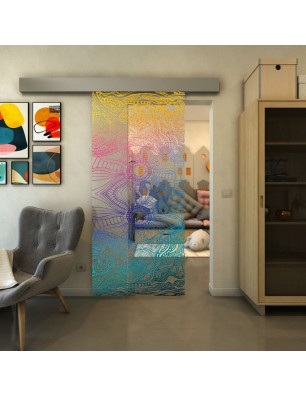 Glasschiebetür ECO-LINE - Fineprint Model 030 Verlauf auf Klarglas