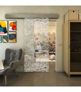 Glasschiebetür ECO-LINE - Fineprint Model 030 Weiss auf Klarglas