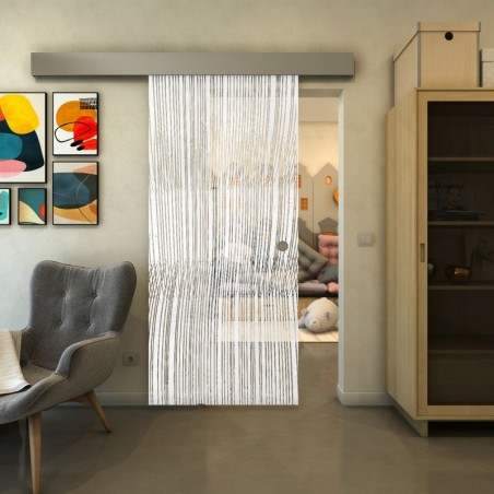 Glasschiebetür ECO-LINE - Fineprint Model 032 Weiss auf Klarglas