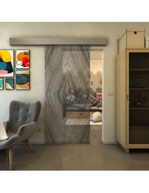 Glasschiebetür ECO-LINE - Fineprint Model 034 Schwarz auf Klarglas