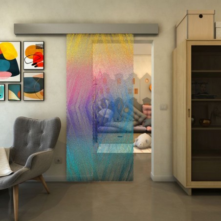 Glasschiebetür ECO-LINE - Fineprint Model 034 Verlauf auf Klarglas