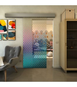 Glasschiebetür ECO-LINE - Fineprint Model 038 Verlauf auf Klarglas