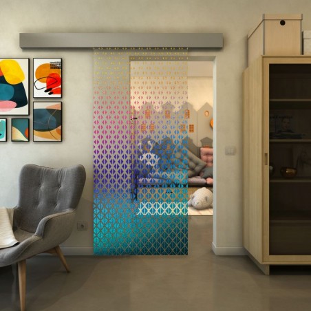 Glasschiebetür ECO-LINE - Fineprint Model 038 Verlauf auf Klarglas