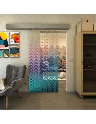 Glasschiebetür ECO-LINE - Fineprint Model 038 Verlauf auf Klarglas