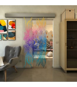 Glasschiebetür ECO-LINE - Fineprint Model 039 Verlauf auf Klarglas