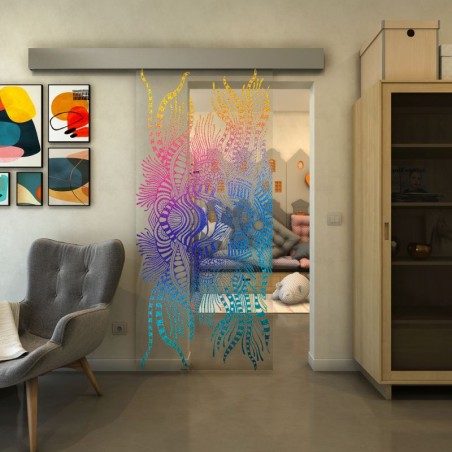 Glasschiebetür ECO-LINE - Fineprint Model 039 Verlauf auf Klarglas
