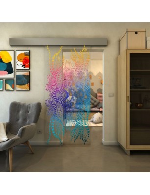 Glasschiebetür ECO-LINE - Fineprint Model 039 Verlauf auf Klarglas