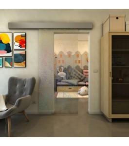 Glasschiebetür ECO-LINE - Fineprint Model 047 Verlauf auf Klarglas