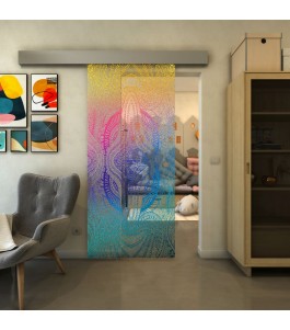 Glasschiebetür ECO-LINE - Fineprint Model 048 Verlauf auf Klarglas